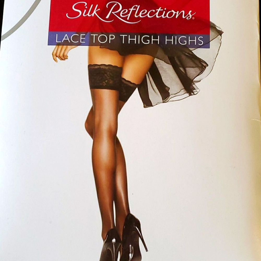 NWT Silky sheer lace top thigh highs sheer toe